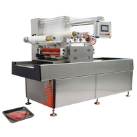 Máquina selladora de bandejas de acero inoxidable, máquina de sellado de bandejas de vacío lineal
