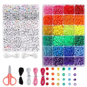 6*9mm Colorido Acrílico Pony Beads Kids Hair Beads Para Tranças Alfabeto Letra Brads