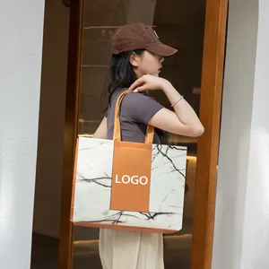 Custom printed eco-friendly grocery reusable non-woven laminated LOGO non-woven shopping handbag Recyclable