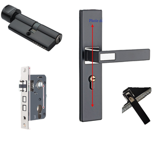 Matte black bathroom <b>door</b> <b>handle</b> set thumb turn privacy backplate lever for interior WC and <b>toilet</b> <b>doors</b> - Product Image 1