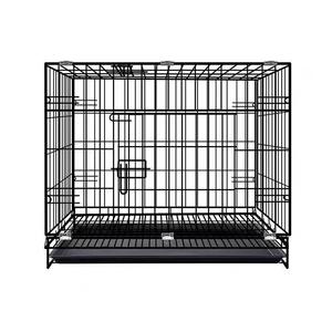 Cage pour chien pliable en fer, grande cage de transport renforcée avec plateau en plastique, XXL 33 pouces, noire, vente en gros - Product Image 1