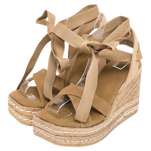 รองเท้าส้นเตารีดแบบลำลองปิดลูกไม้แบบผูกเชือกทำจากป่านฟอกสี - Product Image 2