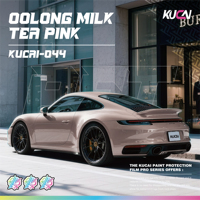 KUCAI 1.52*17m Film de protection PET pour voiture, super brillant, rose thé au lait Oolong, film PVC pour enveloppement complet de la carrosserie, moto