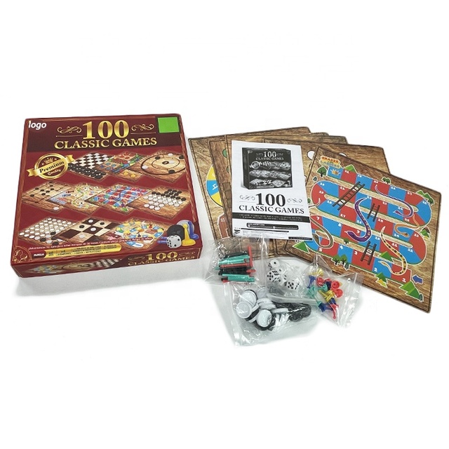 Custom Printing OEM Educational 100 Chess Board Game Classic Luxurious Board Games Set Packaging Box for Family With Kids