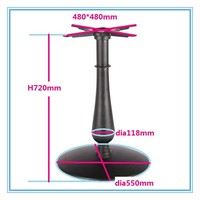 Pied de table en fonte à base ronde, forme vase, avec pieds réglables pour table de restaurant