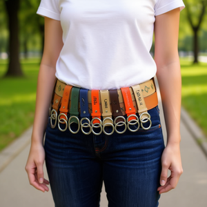 Cinturón de cuero PU con doble anillo en O, 3 cm de ancho, 110 cm de largo, cinturón de moda para mujeres y hombres - Product Image 2