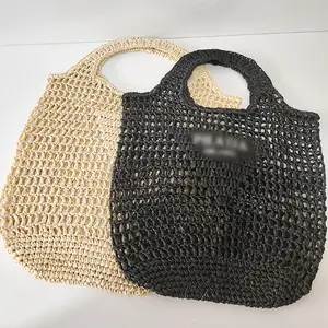2023 디자이너 패션 마크라메 밀짚 가방 여성 직조 여름 해변 토트 가방 지갑 및 핸드백