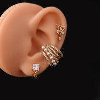 Diseño Moderno Chapado en Oro para Oreja sin Perforar, Brazalete de Cartílago sin Perforación, Pendiente de Oreja con Circonita Cúbica, Joyería para Mujer
