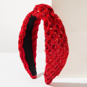 الأكثر مبيعًا على الموضة ربطة رأس ذات حافة واسعة حلوة ومتعددة الاستخدامات مع ترتر ملون لامع لإكسسوارات الشعر النسائية - Product Image 3