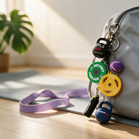 Porte-clés personnalisable DIY sur le thème du fitness, avec mini breloques en caoutchouc 3D en forme de disque de musculation et d'haltère, pour sac ou comme breloque de sac