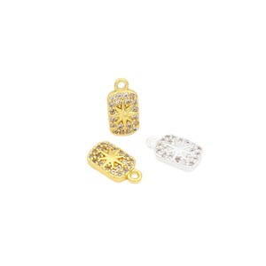 Color-preserving 18k gold pendant with zircon inlay, four-leaf <b>clover</b>, butterfly, and heart DIY <b>bracelet</b> beaded pendant D103B - Product Image 5
