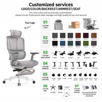 Chaise de bureau ergonomique en maille avec soutien lombaire réglable, dossier haut, pivotante, avec accoudoirs pour le bureau à domicile