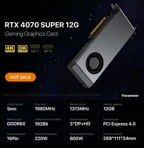 พัดลมระบายความร้อนใหม่ 16 พิน 256 บิต หน่วยความจำ 16GB GDDR6X สำหรับเดสก์ท็อป PCIe 4.0 สำหรับประกอบพีซี เซิร์ฟเวอร์ AI GeForce RTX 4070 Ti Super  กราฟิกประสิทธิภาพสูง - Product Image 2