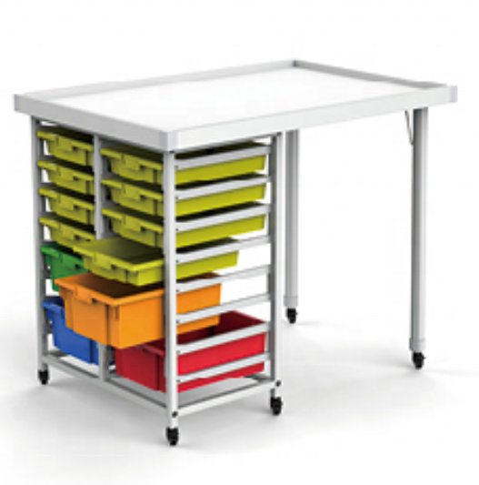 Movable Game Table with Different Size Storage Boxes/ Writable Whiteboard Table Top