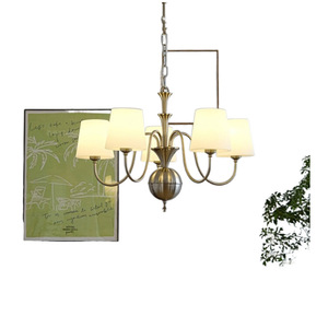 Lustre vintage français rond doré avec ampoule LED E26, commande par interrupteur, 5 têtes, pour chambre, salon, salle à manger - Product Image 5