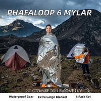 Couverture de survie thermique d'urgence 84"x64" en Mylar argenté imperméable, lot de 6, kit de camping et randonnée en plein air