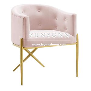 Hiện đại ăn ghế cánh tay với x Chân thép không gỉ thiết kế nhung ghế khách sạn - Product Image 3