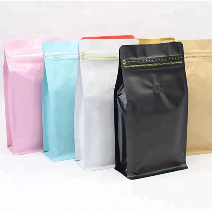 फ़ैक्टरी सीधे खाद्य चाय कॉफ़ी के लिए हीट सील लैमिनेटेड रंगीन एल्युमीनियम फ़ॉइल बैग, टियर नॉच लोगो प्रिंट के साथ पेश करती है
