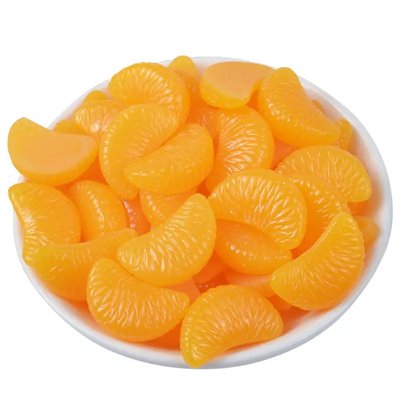 Imitación de pétalos de naranja en 3D, resina de imitación de comida falsa, parte trasera plana, accesorios de rebanada de fruta, manualidades de álbum de recortes DIY