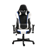 Anji Chaise de jeu de bureau ergonomique moderne à dossier haut en cuir PU Design de course Appui-tête réglable Caractéristique pivotante en métal Fer