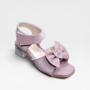 Sandalias de tacón de bloque rosa para niñas con lazo, diseño de corazón, punta abierta, correa al tobillo, calzado de moda para fiesta, sandalias con hebilla de lazo de corazón - Product Image 5