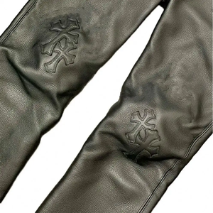 Pantaloni Casual da <span class=keywords><strong>uomo</strong></span> <span class=keywords><strong>di</strong></span> alta qualità in vera <span class=keywords><strong>pelle</strong></span> con vita media, pantaloni da motociclista in tinta unita da Streetwear <span class=keywords><strong>di</strong></span> alta qualità - Product Image 6