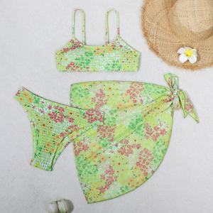 ชุดว่ายน้ำบิกินี่แบบคลาสสิกสำหรับผู้หญิง 3 ชิ้น พร้อมโลโก้สั่งทำ ชุดว่ายน้ำรักษ์โลก พร้อมชุดชายหาดพิมพ์ลาย - Product Image 6