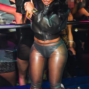 Viviblook Q25PT431 Women's Clothes <b>Sexy</b> Nightclub See Through Cropped <b>Pants</b> - Product Image 1