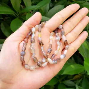 Natural 5-8mm Freeform Botswana Agate Stone Beaded Bracelets Healing Crystal Gemstone Nugget Bracelet For Women Mens Girls