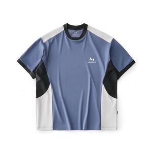 Camiseta deportiva informal transpirable de alta calidad 2024, camisetas personalizadas de malla con contraste de retazos para hombre - Product Image 3