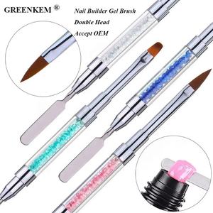 1 pièce double tête UV Gel Extension strass diamant <span class=keywords><strong>dessin</strong></span> stylo brosse vernis rose bleu arc-en-ciel outil spatule à <span class=keywords><strong>ongles</strong></span> - Product Image 1