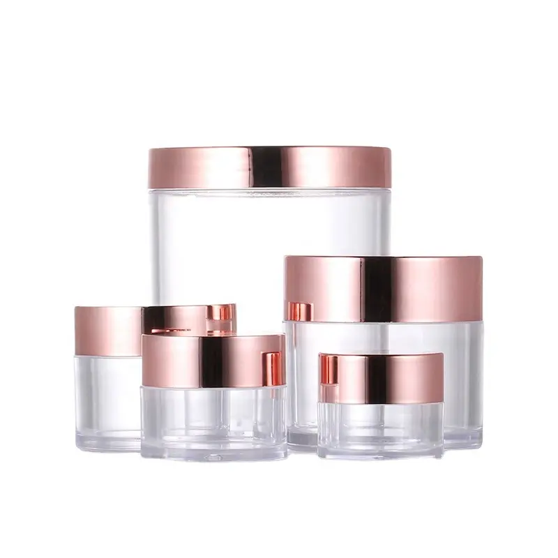 cosmetic skin care product container nail dipping powder plastic jar with pink gold lid