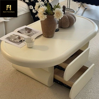 Table basse de salon moderne italienne de luxe léger, multifonctionnelle et transformable, en bois, ovale, pour le loisir