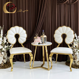 ESFEIDAO Modern Gold Metal Hotel Chair White <b>Cushion</b> Open <b>Back</b> Saber Leg Indoor Commercial Furniture - Product Image 1