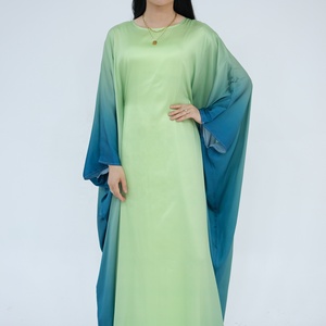 2024 EID nueva mariposa Ombre Abaya mujeres vestido musulmán Dubai mangas de murciélago de talla grande satén Kaftan vestidos de mujer - Product Image 6