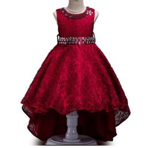 Girls Lace Princess Dress High Low Hem Stage Dance Performance Wear Blue - Product Image 5