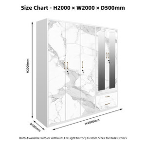 Armoire en métal avec miroir, armoire en acier, armoire autoportante à 5 portes avec tiroir pour vêtements - Product Image 6