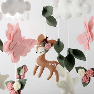 <span class=keywords><strong>Mobile</strong></span> <span class=keywords><strong>pour</strong></span> <span class=keywords><strong>bébé</strong></span> cerf, décoration de chambre d'enfant sur le thème de la forêt, animaux en feutre pastel, jouets suspendus <span class=keywords><strong>pour</strong></span> berceau - Product Image 5