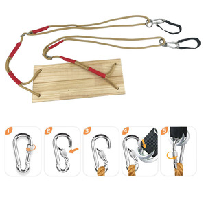 ชิงช้าไม้เนื้อแข็งแบบสองที่นั่งสำหรับผู้ใหญ่และเด็ก ชิงช้ากลางแจ้งปรับระดับได้พร้อมเชือกยึดรับน้ำหนักได้สูงสุด 150 กก. - Product Image 4