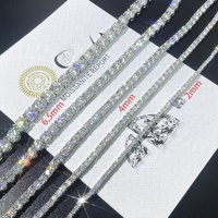 Bracelet Tennis en Argent Sterling 925 avec Moissanite VVS, Or Blanc, 2mm 3mm 4mm 5mm, pour Femme et Homme, Bijoux Fins, Cadeaux, Diamant de Laboratoire GRA