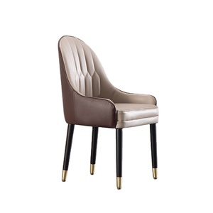 2020 Tan En Cuir Salon Chaise Avec La Jambe En Métal D'appoint À Dossier Haut Fauteuil - Product Image 2