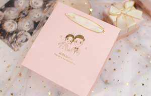 Bolsas de Regalo de Papel Rosa con Logotipo Personalizado de Lujo, Estampado en Oro - Product Image 6