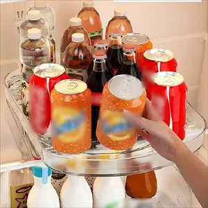 Clear Rectangular Fridge Organizer Storage Kitchen Countertop Lazy Susan Turntable Organizer for Refrigerator Rotated Tray