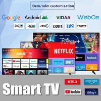Téléviseurs intelligents LED 4K ultra-minces de 45 pouces, haute définition, anti-explosion, alimentés par Android, avec boîtier noir personnalisable