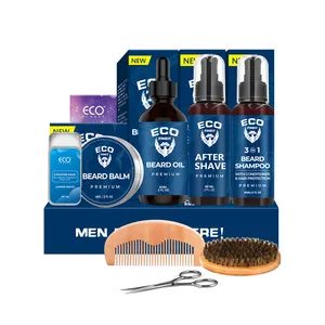 Huile et <span class=keywords><strong>baume</strong></span> de croissance de barbe biologique à étiquette privée, shampoing à barbe, eau de Cologne, soin de la barbe, coffret cadeau, argan, jojoba - Rafraîchissant - Product Image 1