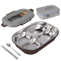 Assiettes à 4 compartiments en acier inoxydable, assiettes de cantine, plateau à déjeuner