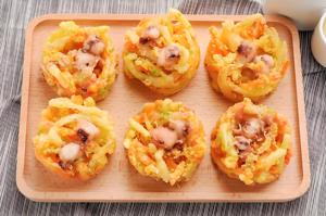 Pancake japonais surgelé aux légumes frits croustillants, tempura sain, tarte aux légumes, calmar, <span class=keywords><strong>oignon</strong></span>, <span class=keywords><strong>pomme</strong></span> <span class=keywords><strong>de</strong></span> <span class=keywords><strong>terre</strong></span>, carotte, boîte pour enfants, salé - Product Image 3