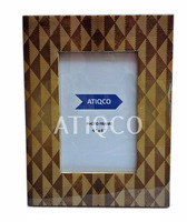 Marco de Fotos de Madera Atiqco con Impresión Digital de Billetes en 2 Colores |   Decoración Antigua y Vintage para Mesa y Pared del Hogar