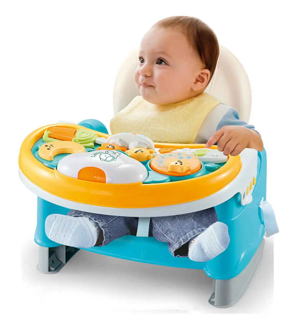 BBCare 3 in 1 Baby Tragbare Fütterung Booster Sitz Stuhl mit Abnehmbare Spielzeug Fach, 3-Piont Harness und Einstellbare Beine