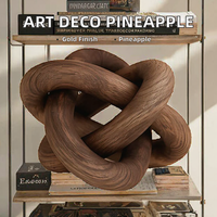 Sculpture de table en bois rustique avec nœuds entrelacés, ornement de bureau pour salon et table basse